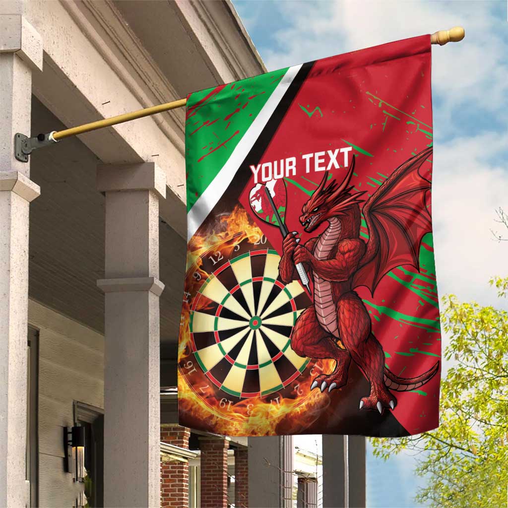 Personalised Wales Darts Garden Flag Welsh Dragon - Grunge Style - Wonder Print Shop