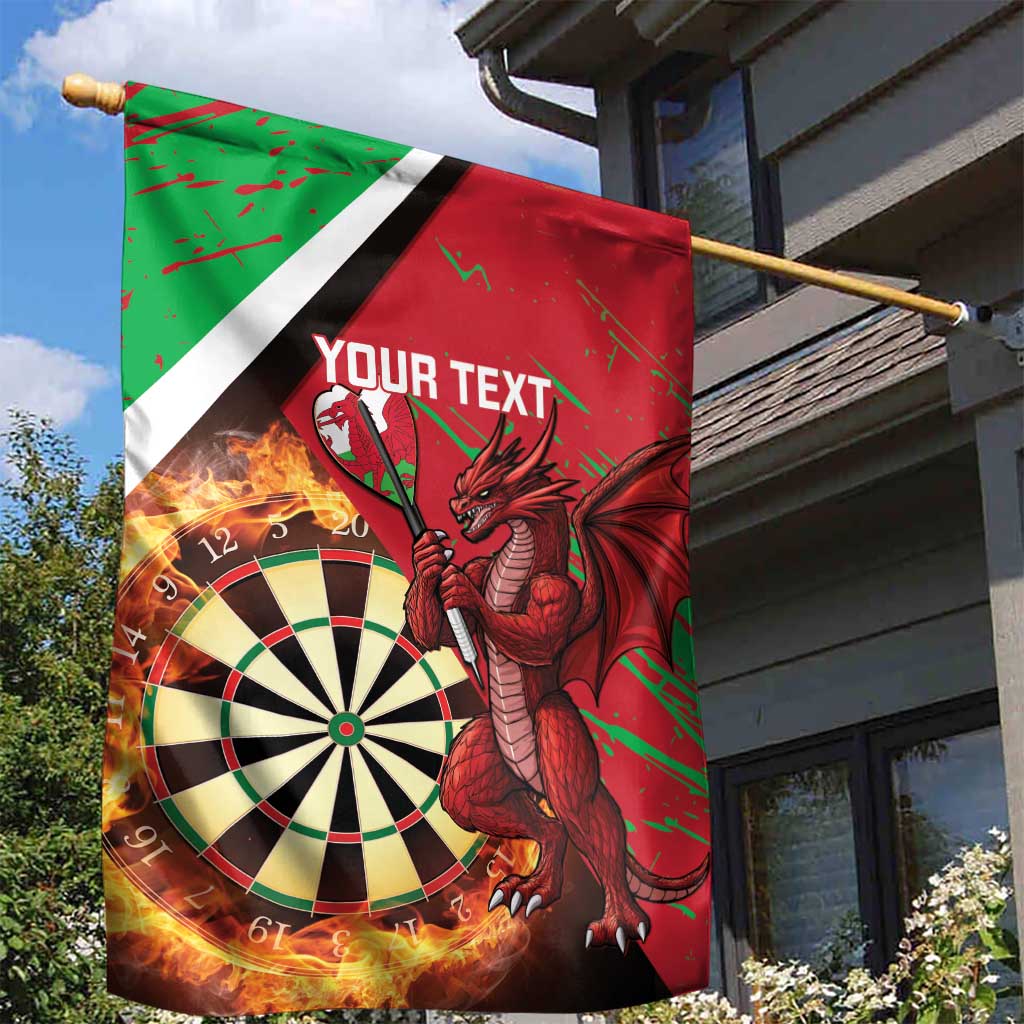 Personalised Wales Darts Garden Flag Welsh Dragon - Grunge Style - Wonder Print Shop