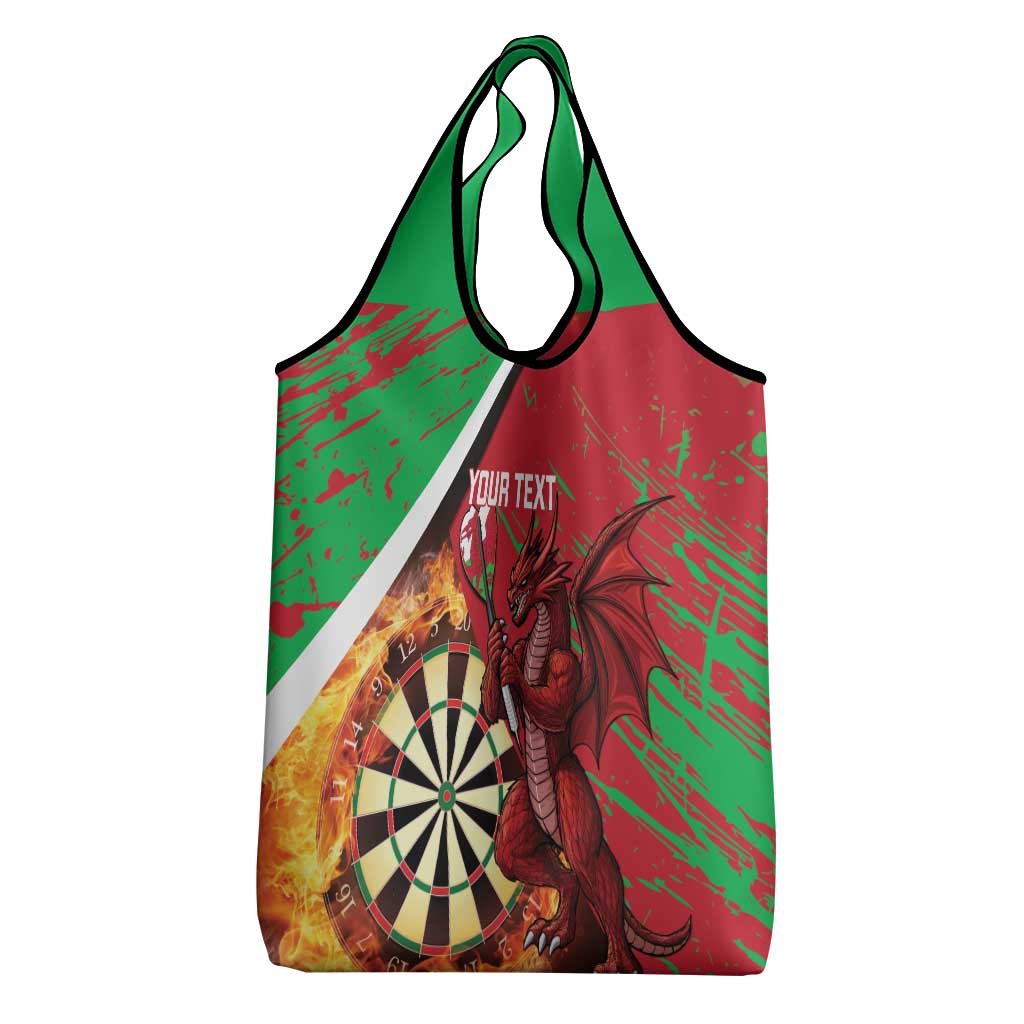 Personalised Wales Darts Grocery Bag Welsh Dragon - Grunge Style