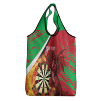 Personalised Wales Darts Grocery Bag Welsh Dragon - Grunge Style