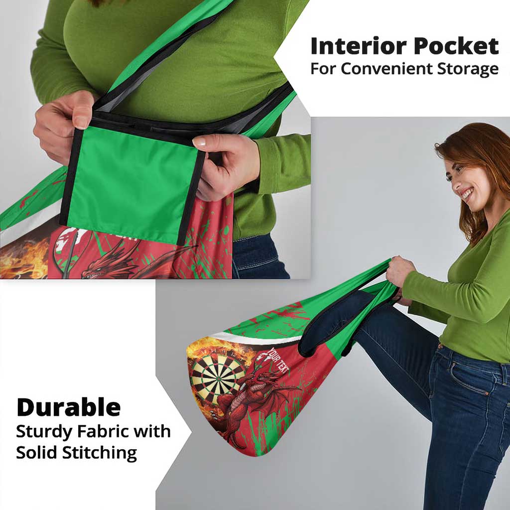 Personalised Wales Darts Grocery Bag Welsh Dragon - Grunge Style