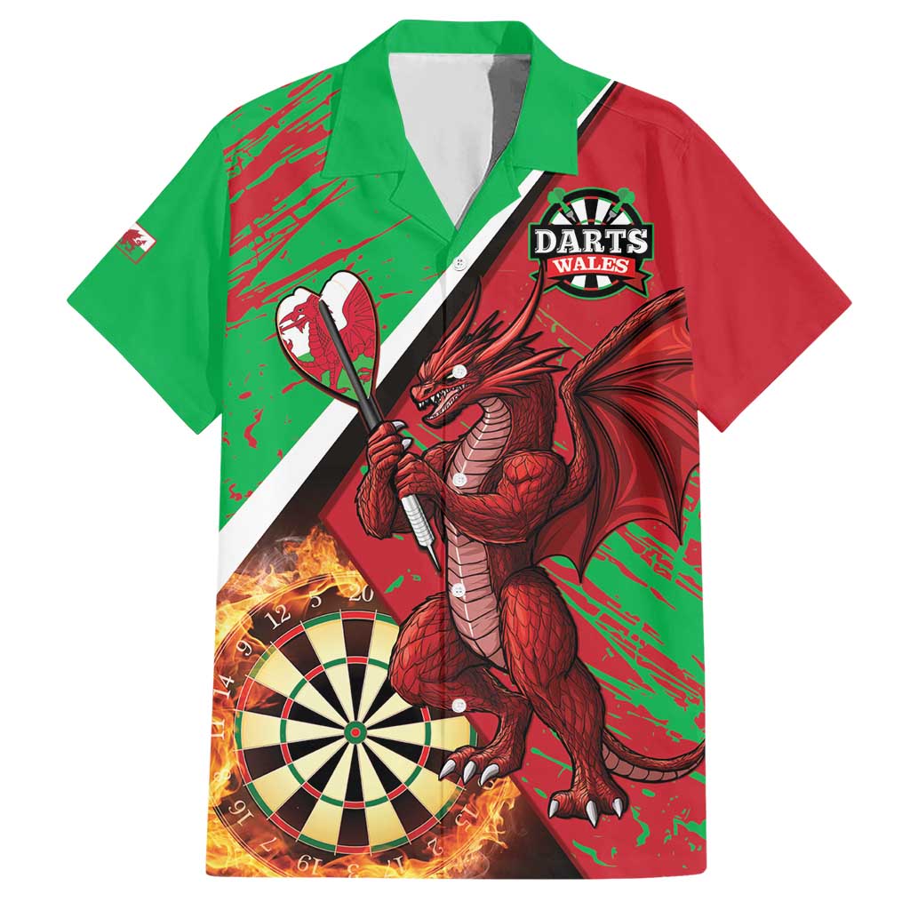 Personalised Wales Darts Hawaiian Shirt Welsh Dragon - Grunge Style - Wonder Print Shop