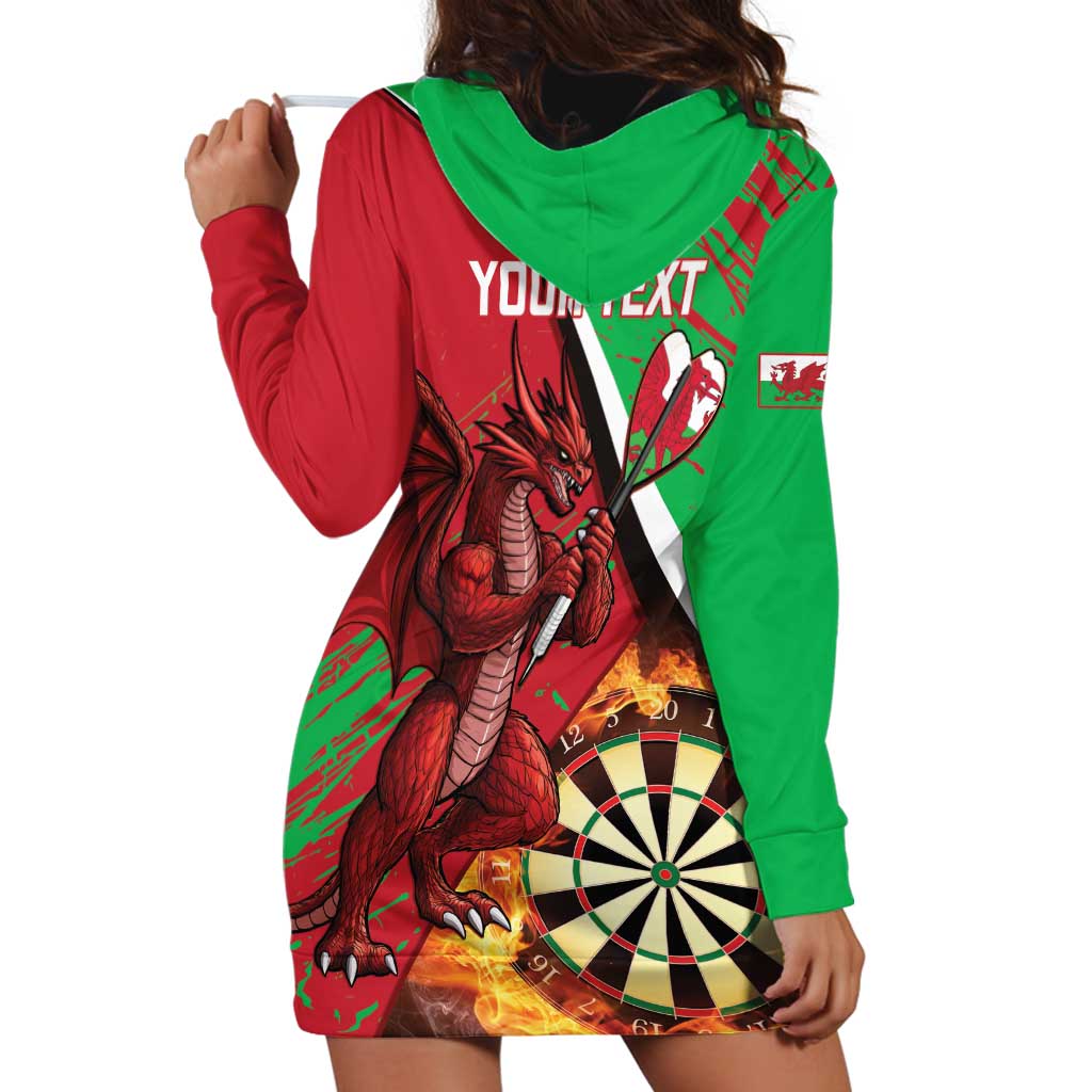 Personalised Wales Darts Hoodie Dress Welsh Dragon - Grunge Style - Wonder Print Shop