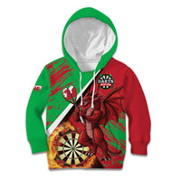 Personalised Wales Darts Kid Hoodie Welsh Dragon - Grunge Style - Wonder Print Shop