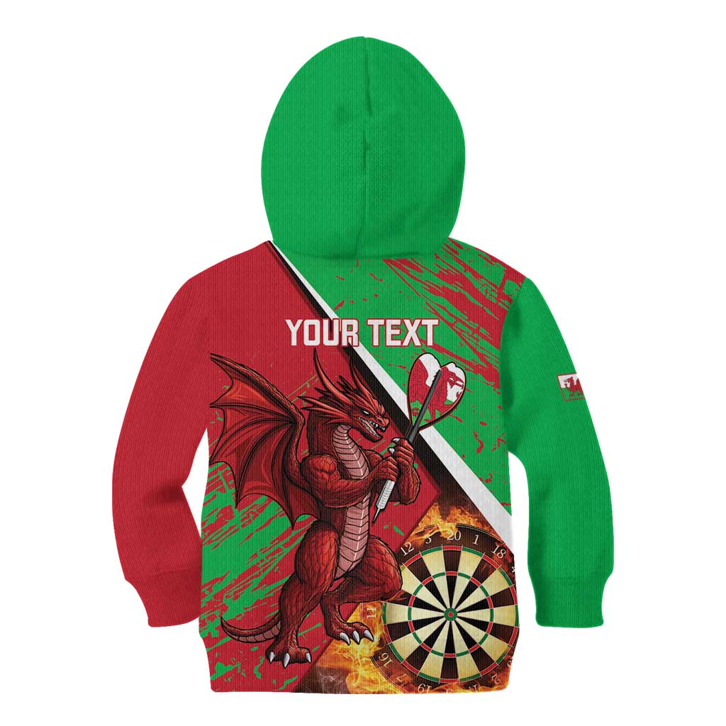 Personalised Wales Darts Kid Hoodie Welsh Dragon - Grunge Style - Wonder Print Shop