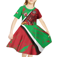 Personalised Wales Darts Kid Short Sleeve Dress Welsh Dragon - Grunge Style - Wonder Print Shop