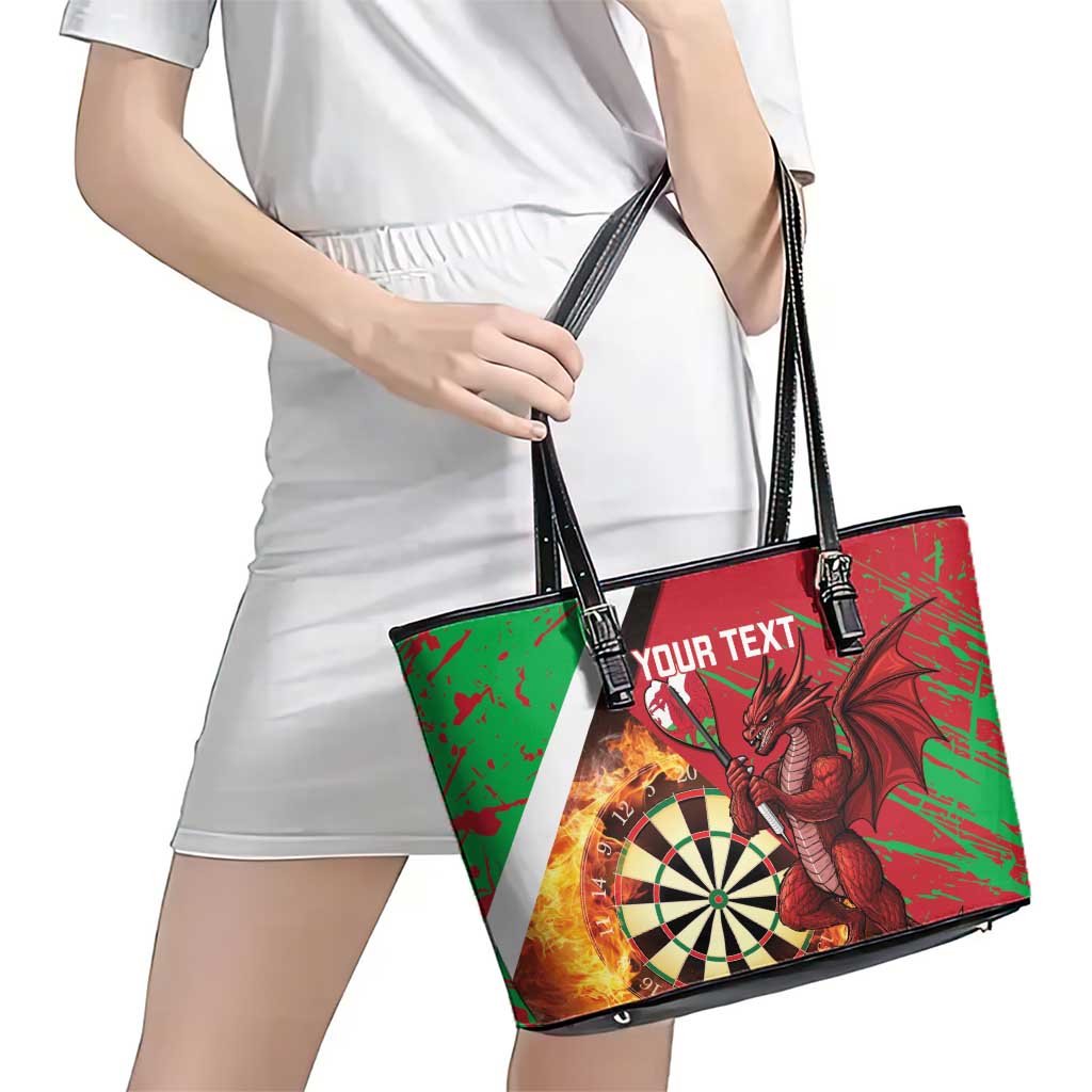 Personalised Wales Darts Leather Tote Bag Welsh Dragon - Grunge Style - Wonder Print Shop