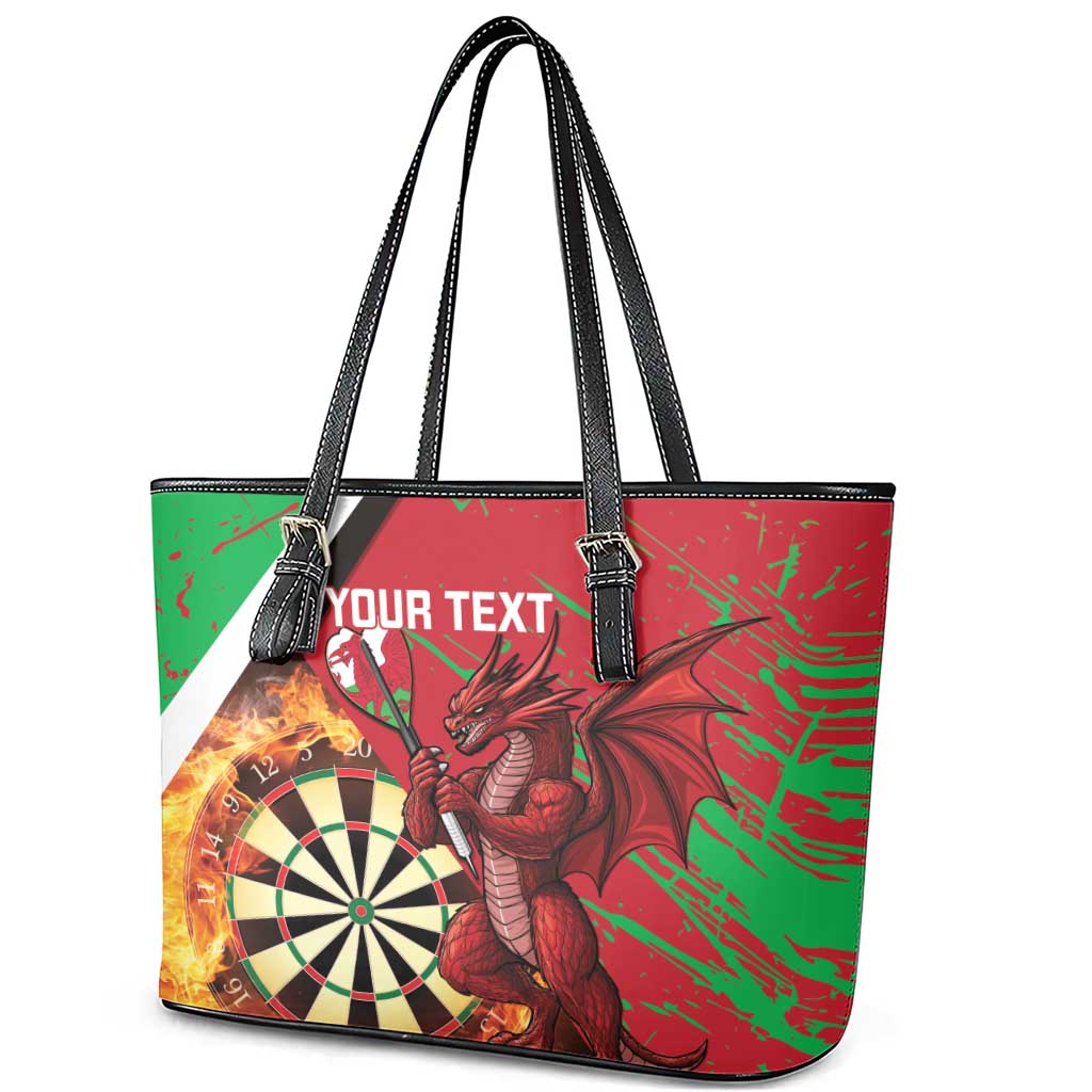 Personalised Wales Darts Leather Tote Bag Welsh Dragon - Grunge Style - Wonder Print Shop