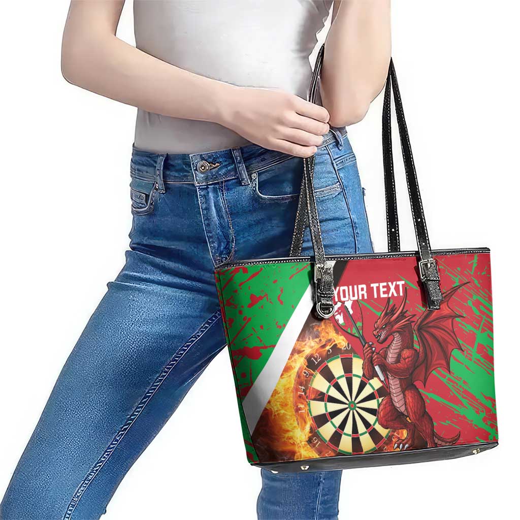 Personalised Wales Darts Leather Tote Bag Welsh Dragon - Grunge Style - Wonder Print Shop