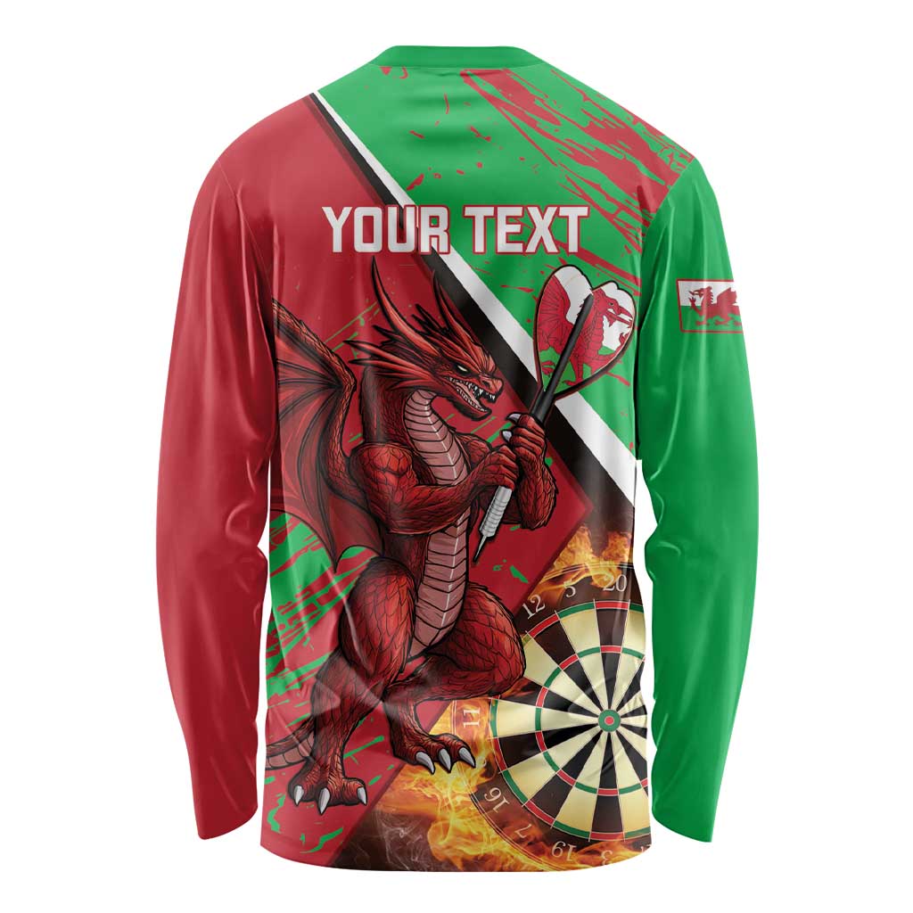 Personalised Wales Darts Long Sleeve Shirt Welsh Dragon - Grunge Style - Wonder Print Shop