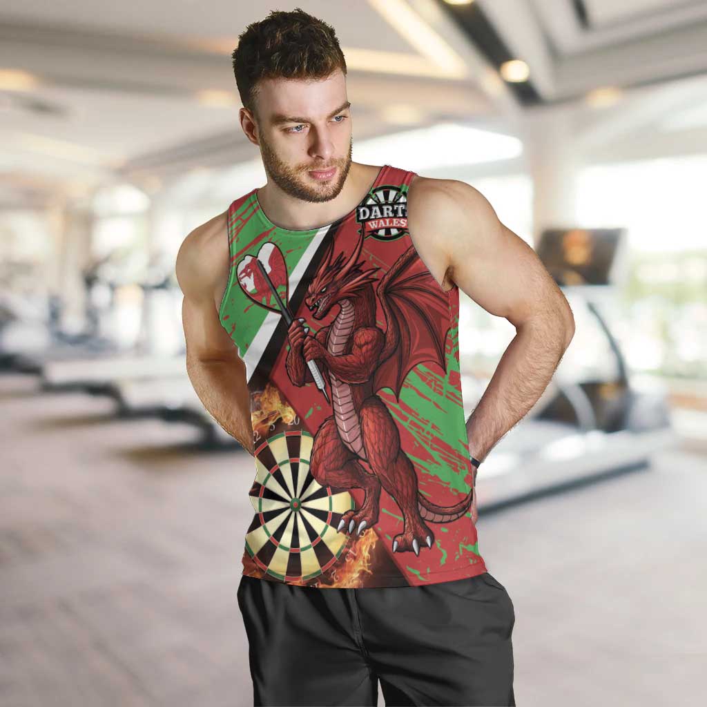 Personalised Wales Darts Men Tank Top Welsh Dragon - Grunge Style - Wonder Print Shop