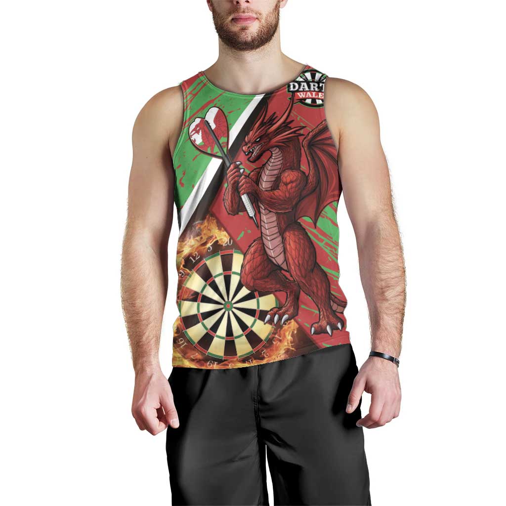 Personalised Wales Darts Men Tank Top Welsh Dragon - Grunge Style - Wonder Print Shop