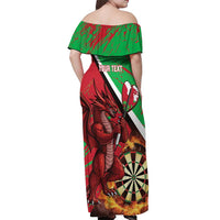 Personalised Wales Darts Off Shoulder Maxi Dress Welsh Dragon - Grunge Style - Wonder Print Shop