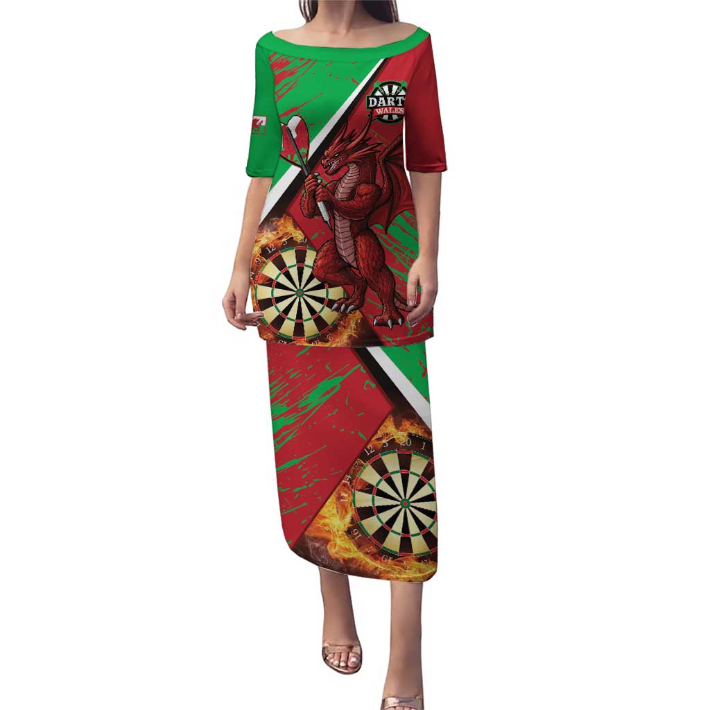 Personalised Wales Darts Puletasi Welsh Dragon - Grunge Style - Wonder Print Shop