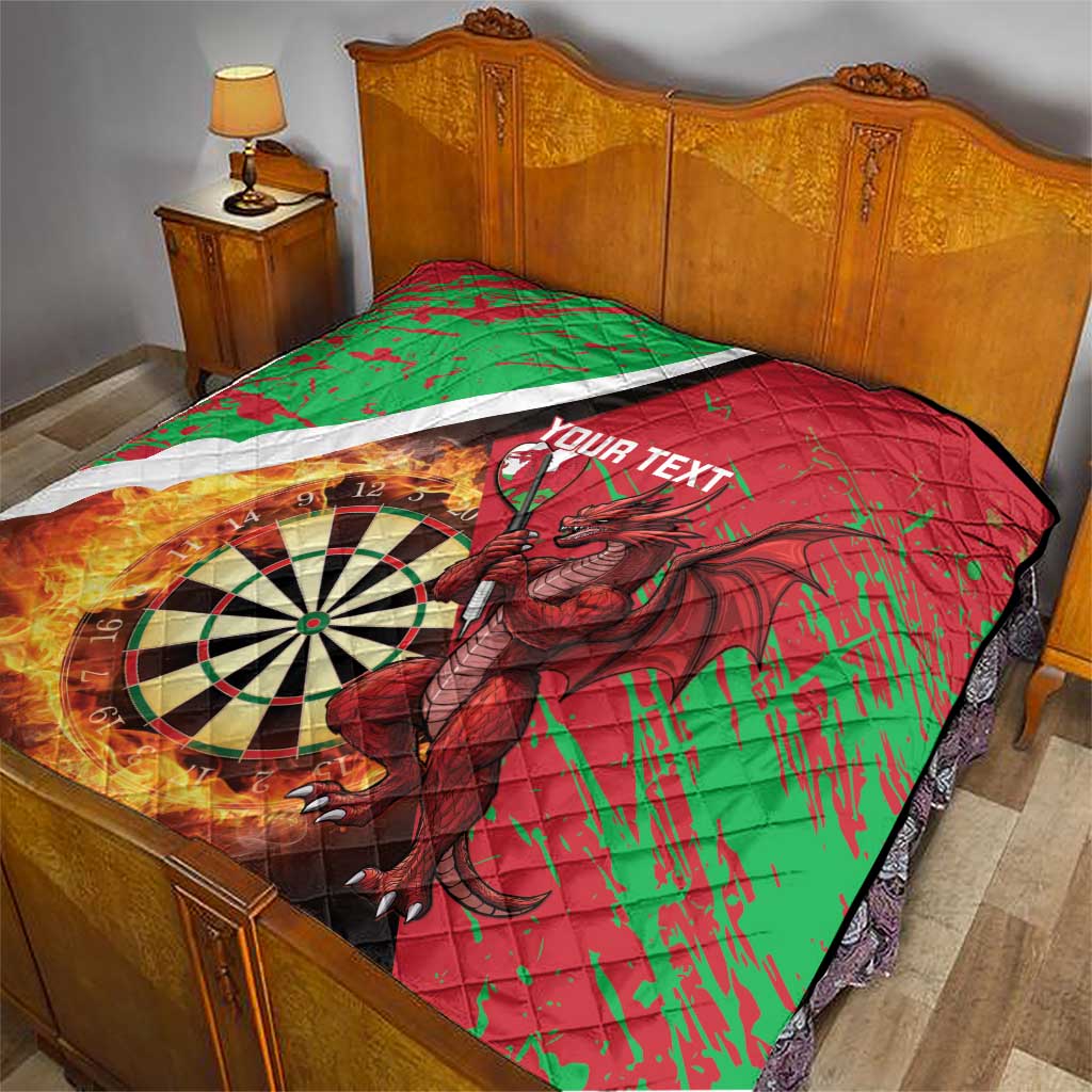 Personalised Wales Darts Quilt Welsh Dragon - Grunge Style - Wonder Print Shop