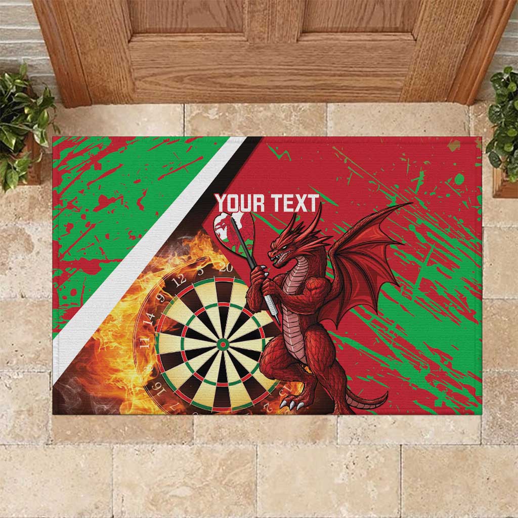 Personalised Wales Darts Rubber Doormat Welsh Dragon - Grunge Style - Wonder Print Shop