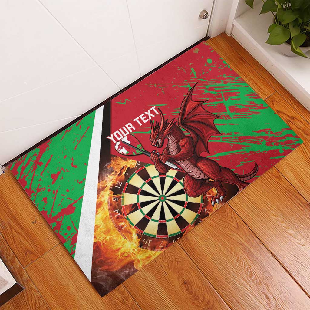 Personalised Wales Darts Rubber Doormat Welsh Dragon - Grunge Style - Wonder Print Shop