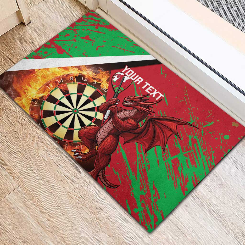 Personalised Wales Darts Rubber Doormat Welsh Dragon - Grunge Style - Wonder Print Shop