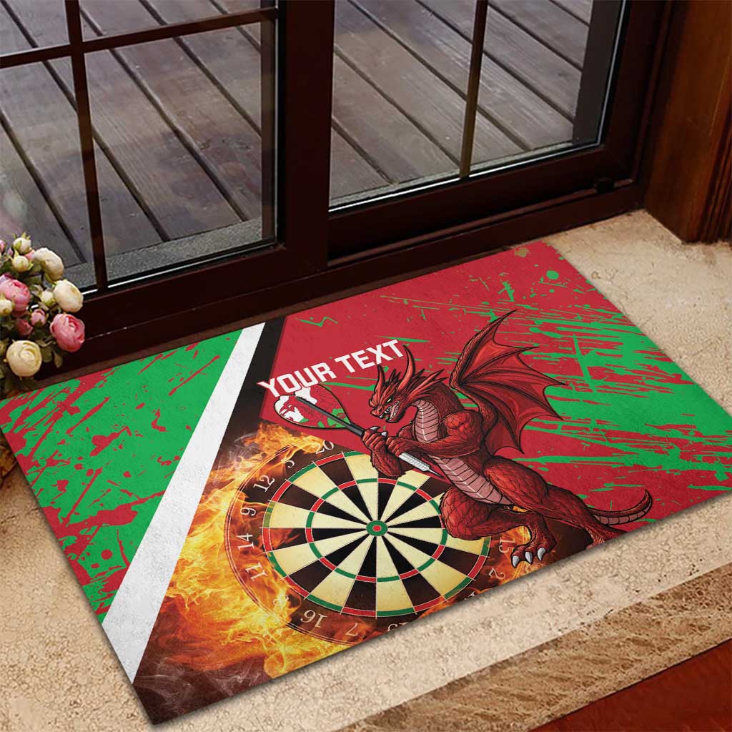 Personalised Wales Darts Rubber Doormat Welsh Dragon - Grunge Style - Wonder Print Shop