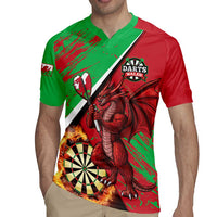 Personalised Wales Darts Rugby Jersey Welsh Dragon - Grunge Style - Wonder Print Shop