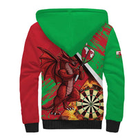 Personalised Wales Darts Sherpa Hoodie Welsh Dragon - Grunge Style - Wonder Print Shop