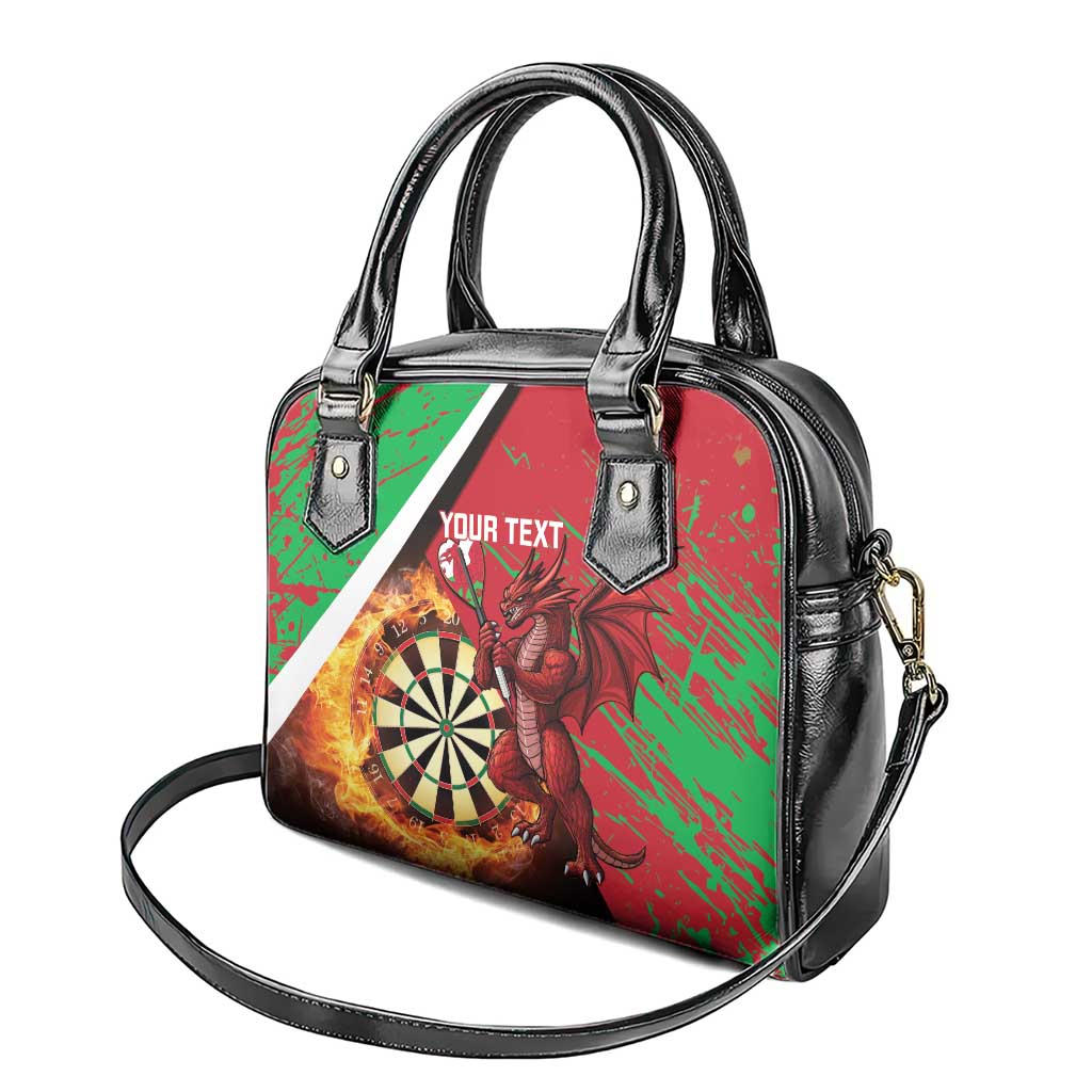 Personalised Wales Darts Shoulder Handbag Welsh Dragon - Grunge Style