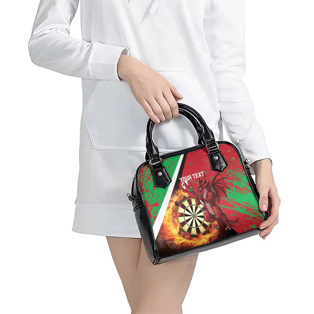 Personalised Wales Darts Shoulder Handbag Welsh Dragon - Grunge Style