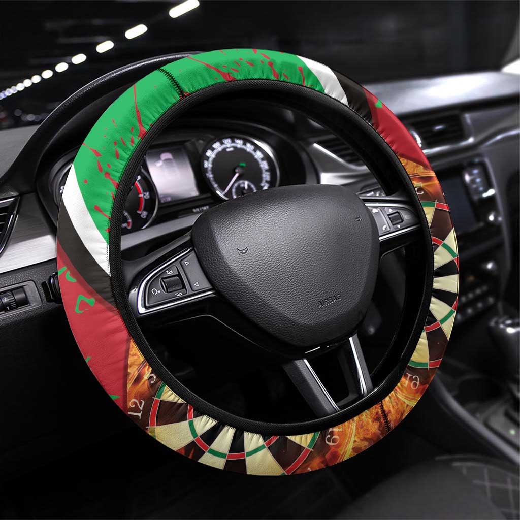 Wales Darts Steering Wheel Cover Welsh Dragon - Grunge Style - Wonder Print Shop