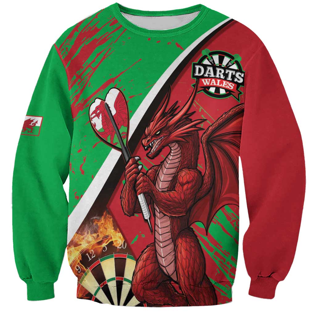 Personalised Wales Darts Sweatshirt Welsh Dragon - Grunge Style - Wonder Print Shop