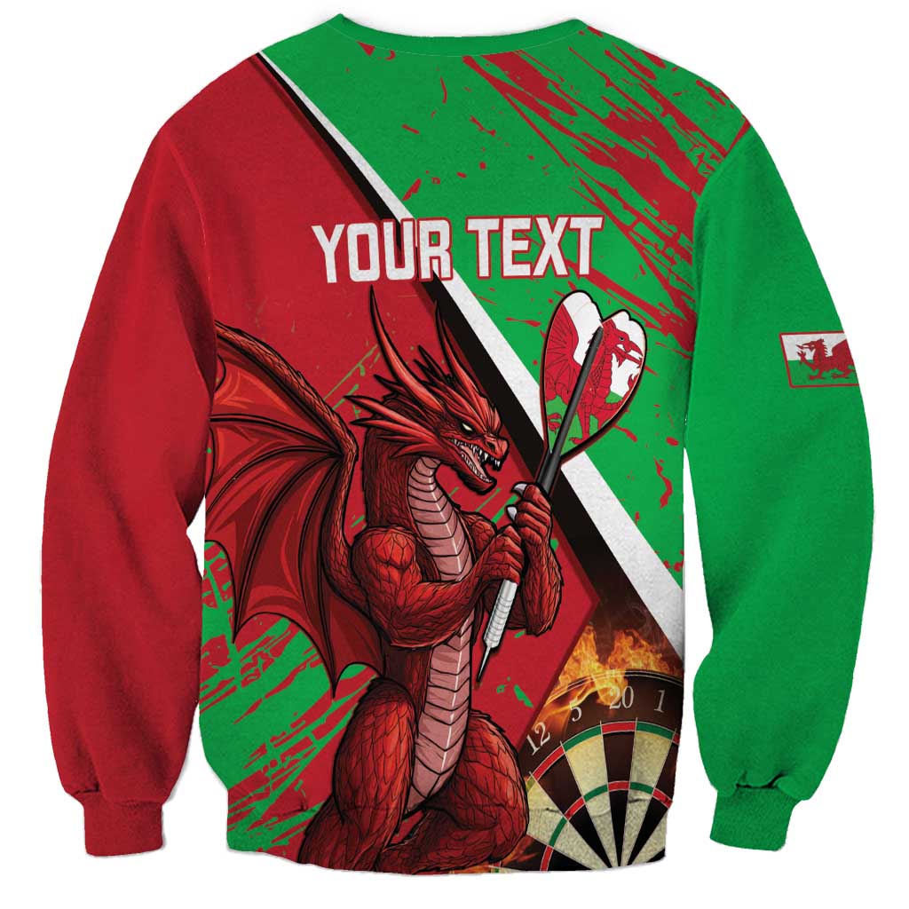 Personalised Wales Darts Sweatshirt Welsh Dragon - Grunge Style - Wonder Print Shop