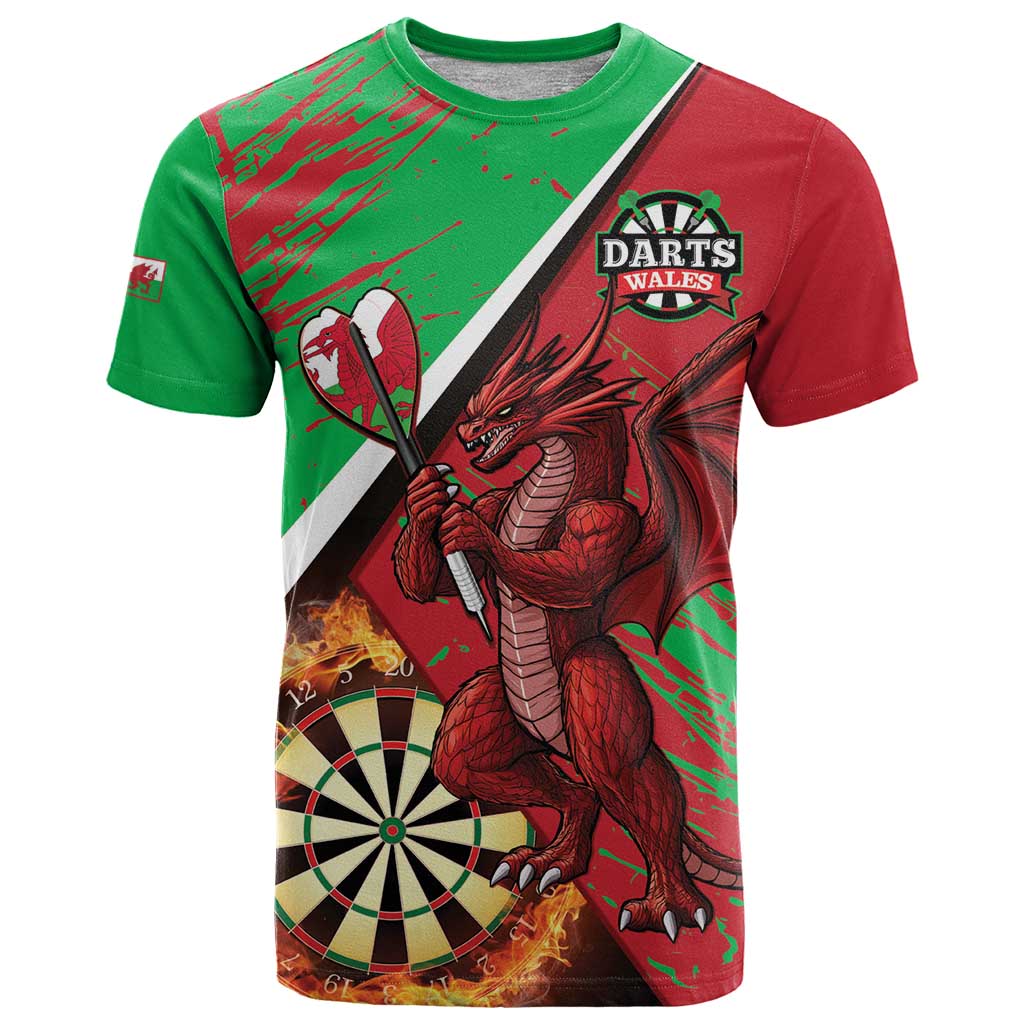 Personalised Wales Darts T Shirt Welsh Dragon - Grunge Style - Wonder Print Shop