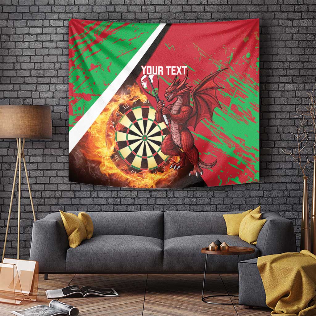 Personalised Wales Darts Tapestry Welsh Dragon - Grunge Style - Wonder Print Shop