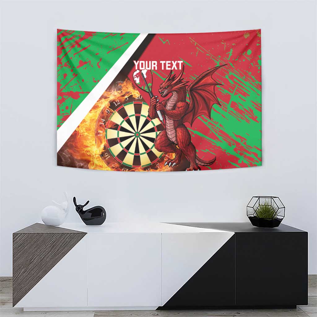 Personalised Wales Darts Tapestry Welsh Dragon - Grunge Style - Wonder Print Shop