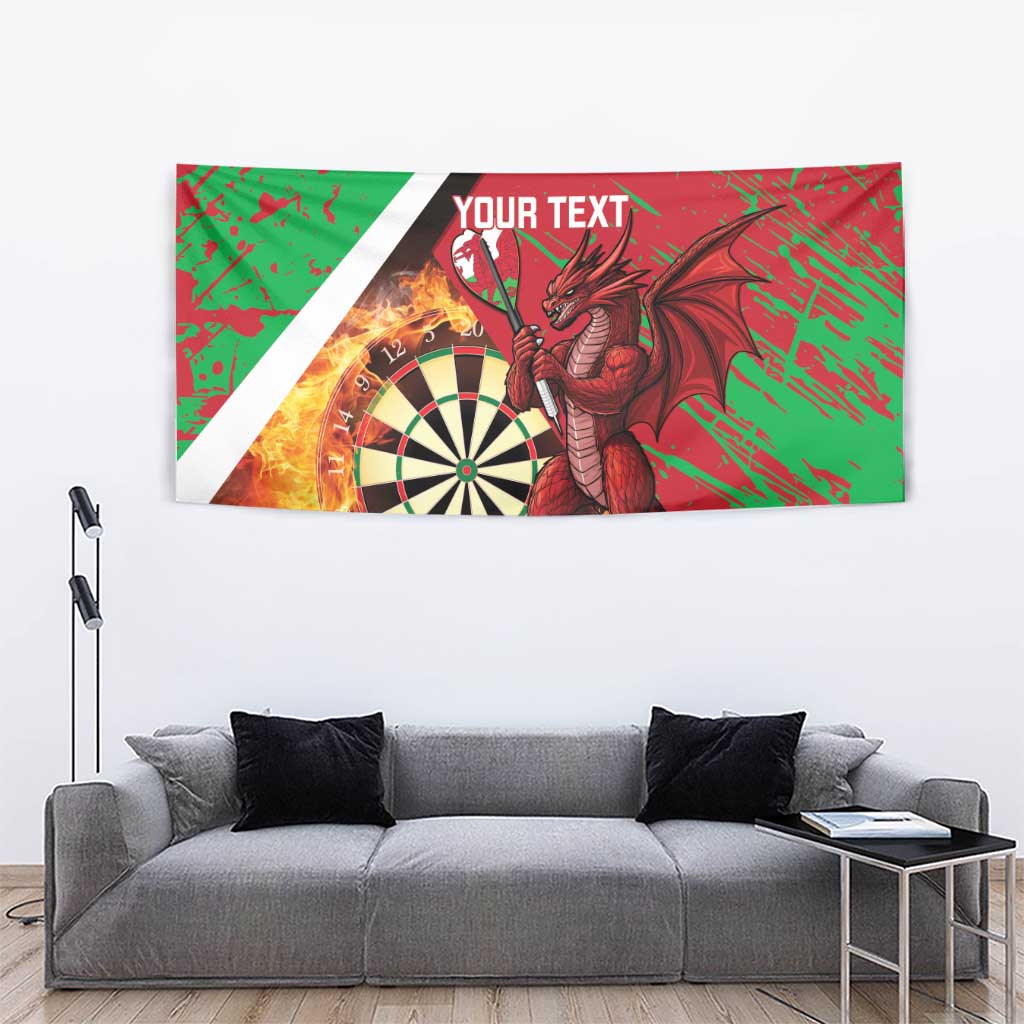 Personalised Wales Darts Tapestry Welsh Dragon - Grunge Style - Wonder Print Shop