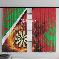 Personalised Wales Darts Window Curtain Welsh Dragon - Grunge Style - Wonder Print Shop