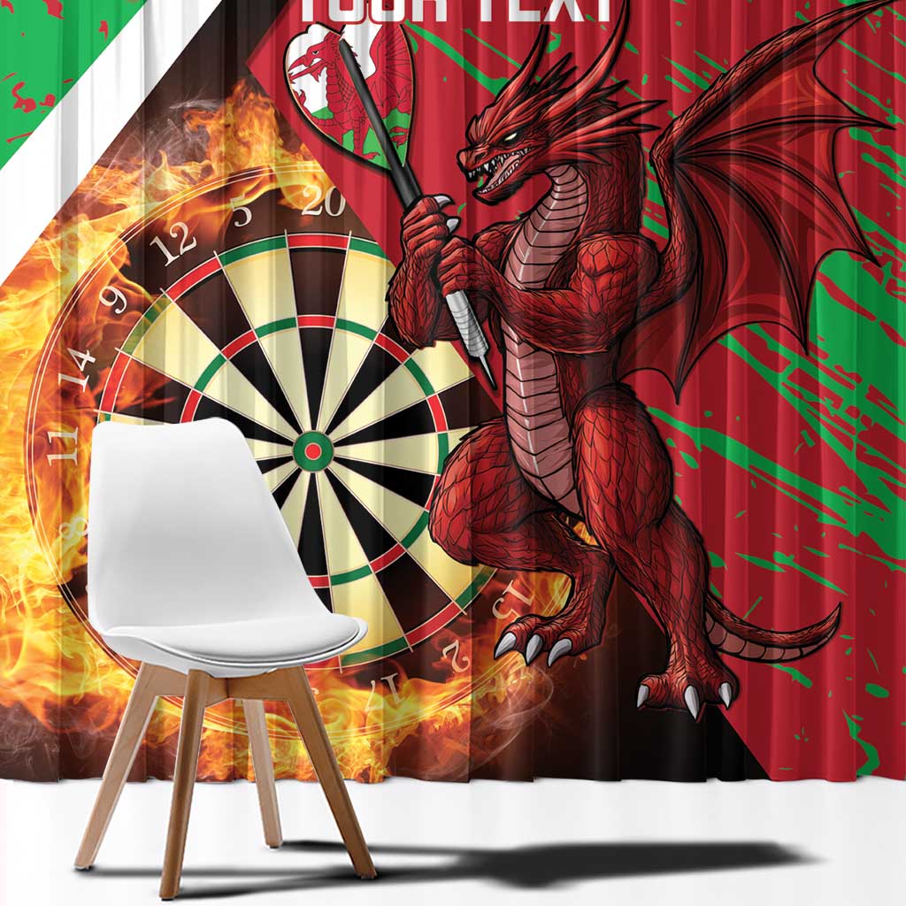 Personalised Wales Darts Window Curtain Welsh Dragon - Grunge Style - Wonder Print Shop