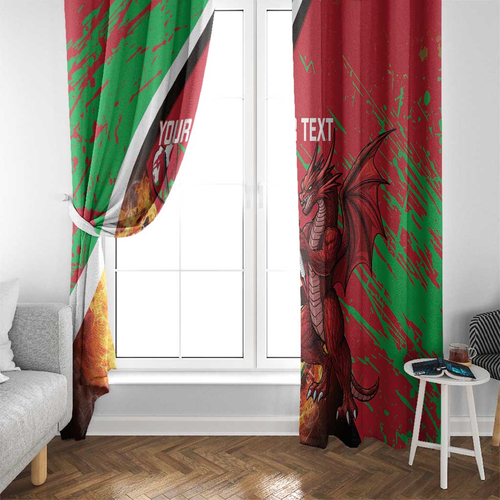 Personalised Wales Darts Window Curtain Welsh Dragon - Grunge Style - Wonder Print Shop