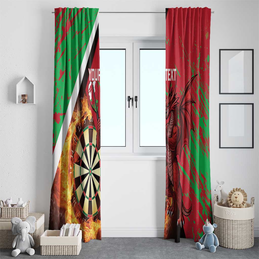 Personalised Wales Darts Window Curtain Welsh Dragon - Grunge Style - Wonder Print Shop