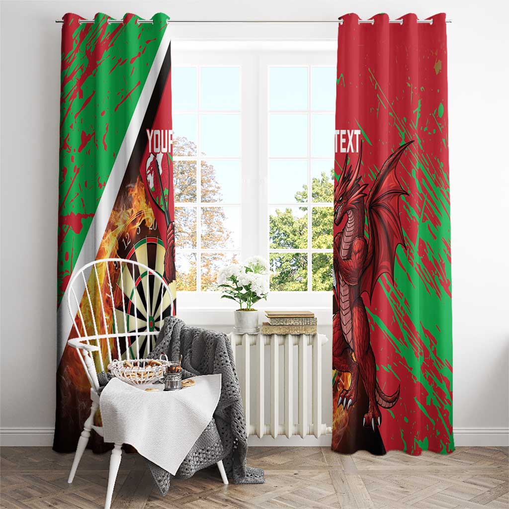 Personalised Wales Darts Window Curtain Welsh Dragon - Grunge Style - Wonder Print Shop