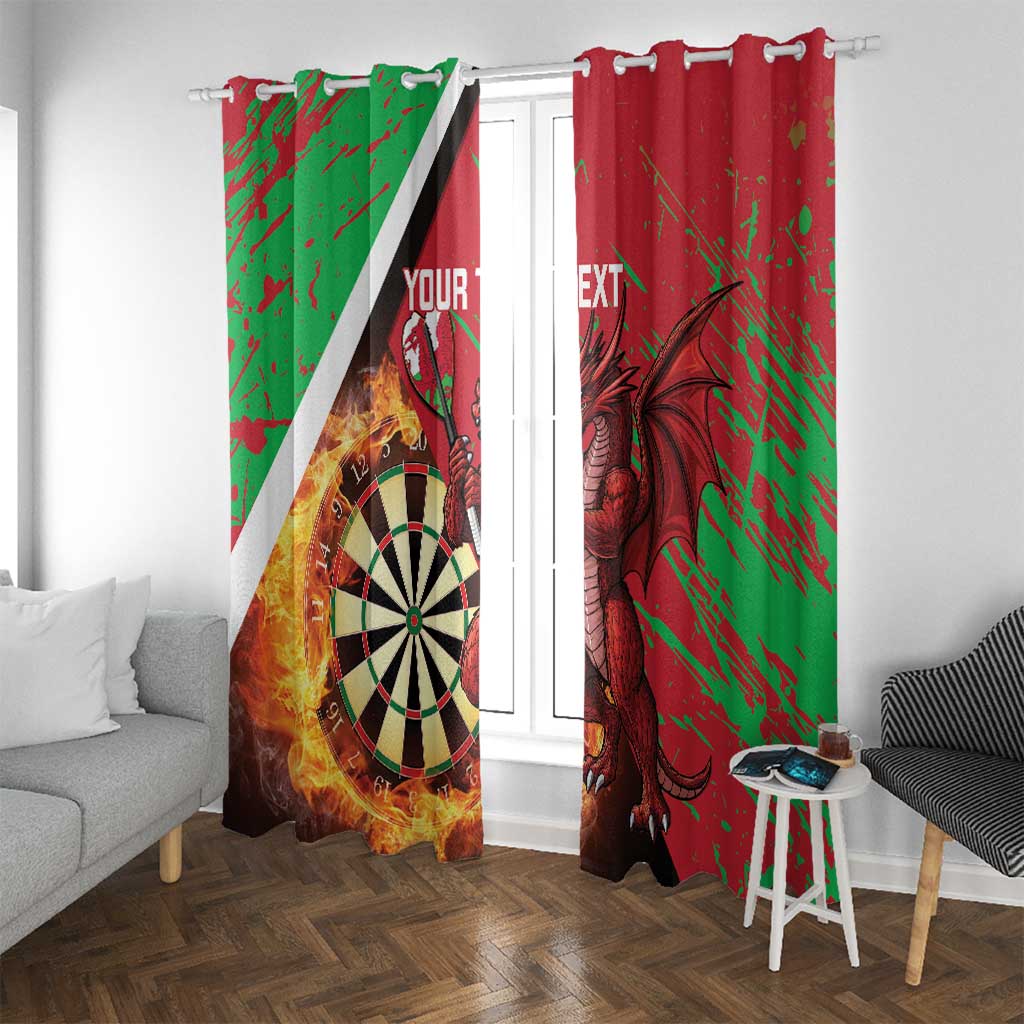 Personalised Wales Darts Window Curtain Welsh Dragon - Grunge Style - Wonder Print Shop