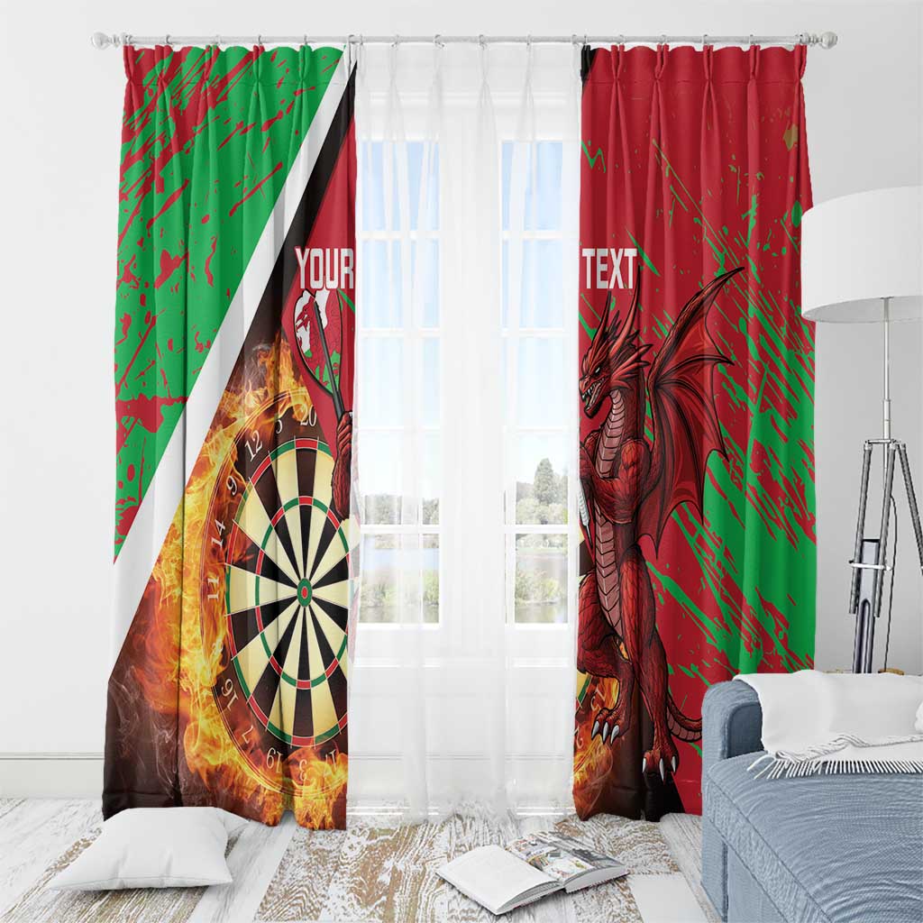 Personalised Wales Darts Window Curtain Welsh Dragon - Grunge Style - Wonder Print Shop