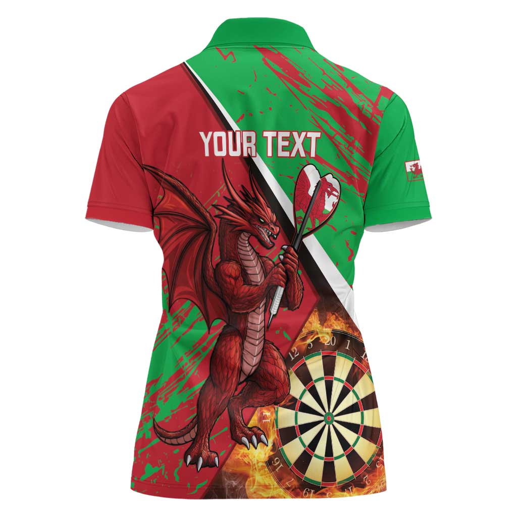 Personalised Wales Darts Women Polo Shirt Welsh Dragon - Grunge Style - Wonder Print Shop