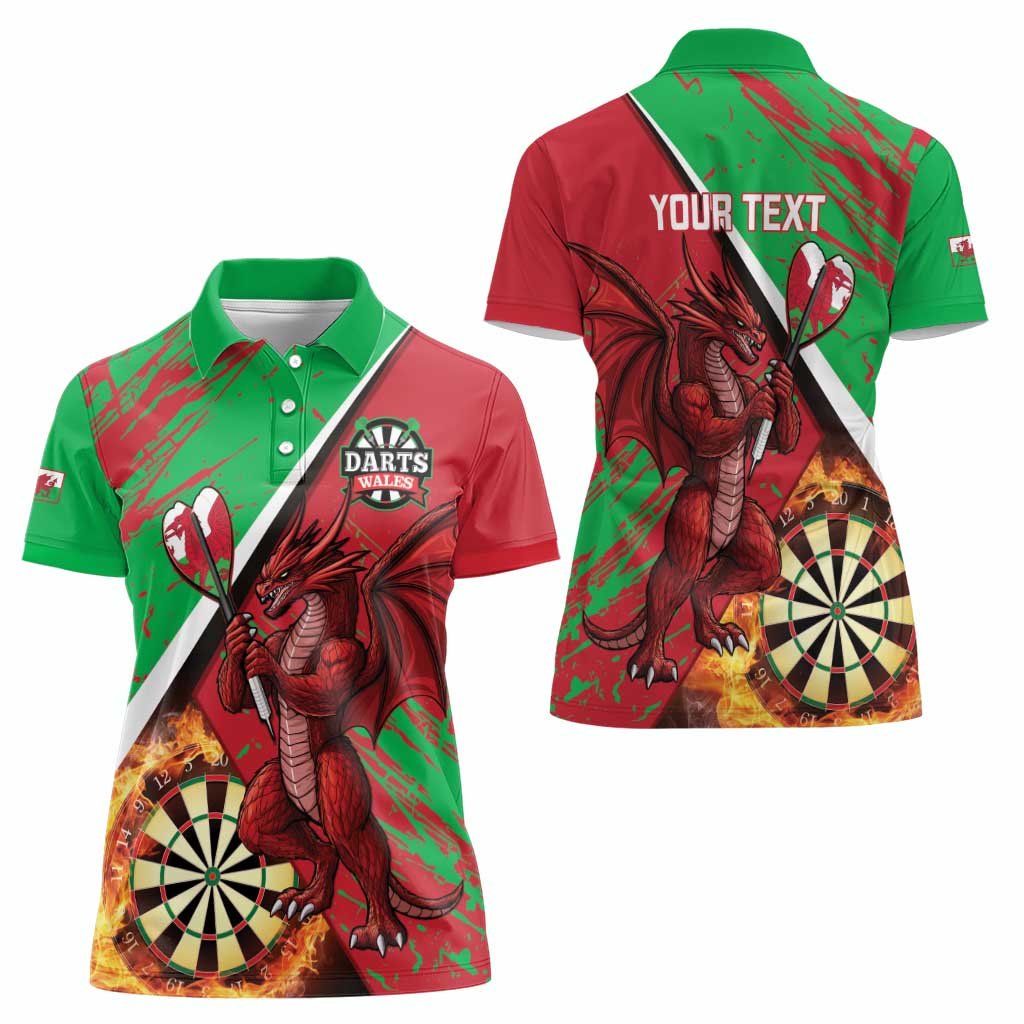 Personalised Wales Darts Women Polo Shirt Welsh Dragon - Grunge Style - Wonder Print Shop