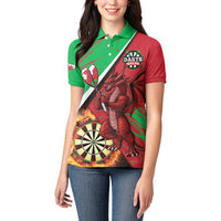 Personalised Wales Darts Women Polo Shirt Welsh Dragon - Grunge Style - Wonder Print Shop