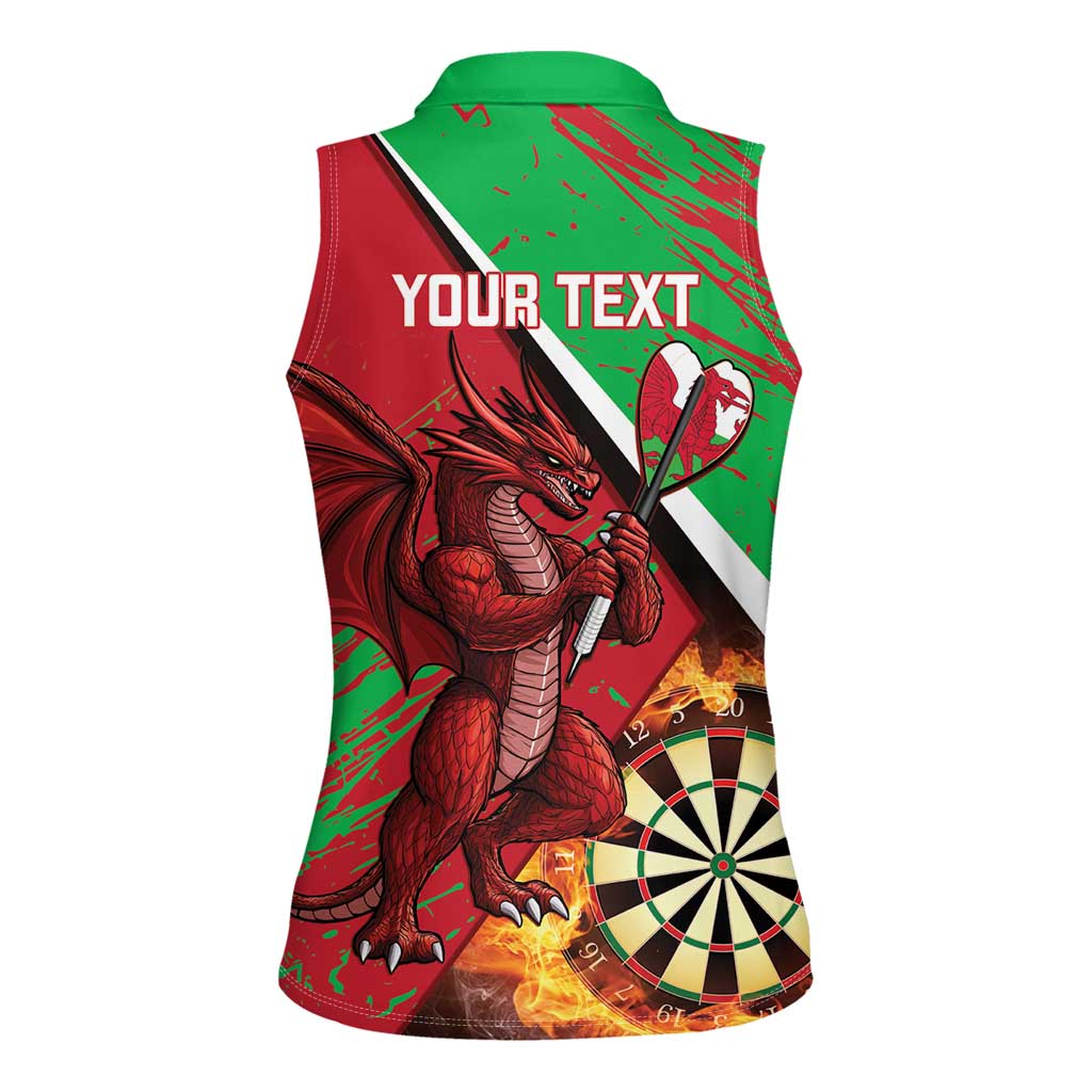 Personalised Wales Darts Women Sleeveless Polo Shirt Welsh Dragon - Grunge Style - Wonder Print Shop