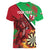 Personalised Wales Darts Women V-Neck T-Shirt Welsh Dragon - Grunge Style - Wonder Print Shop