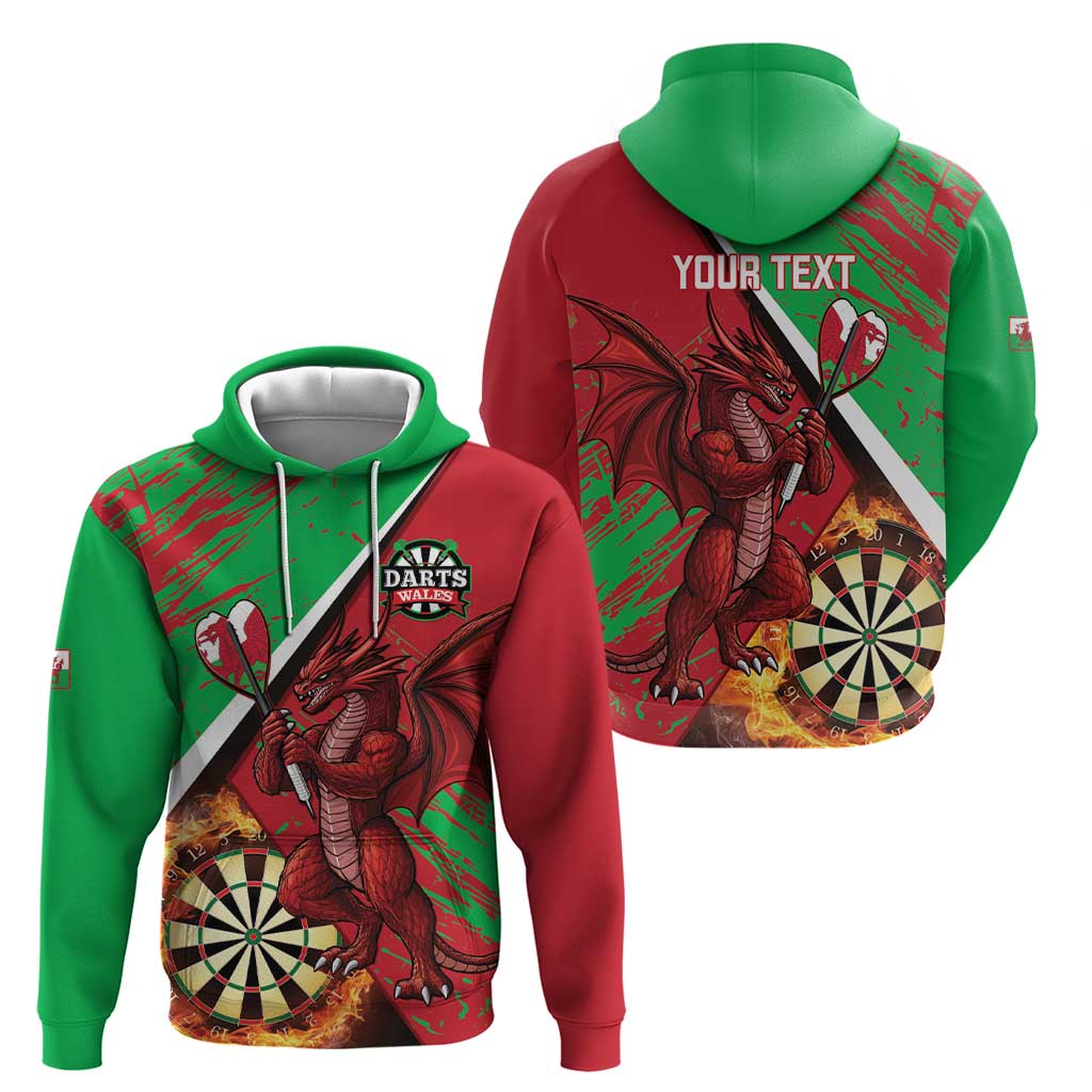 Personalised Wales Darts Zip Hoodie Welsh Dragon - Grunge Style - Wonder Print Shop