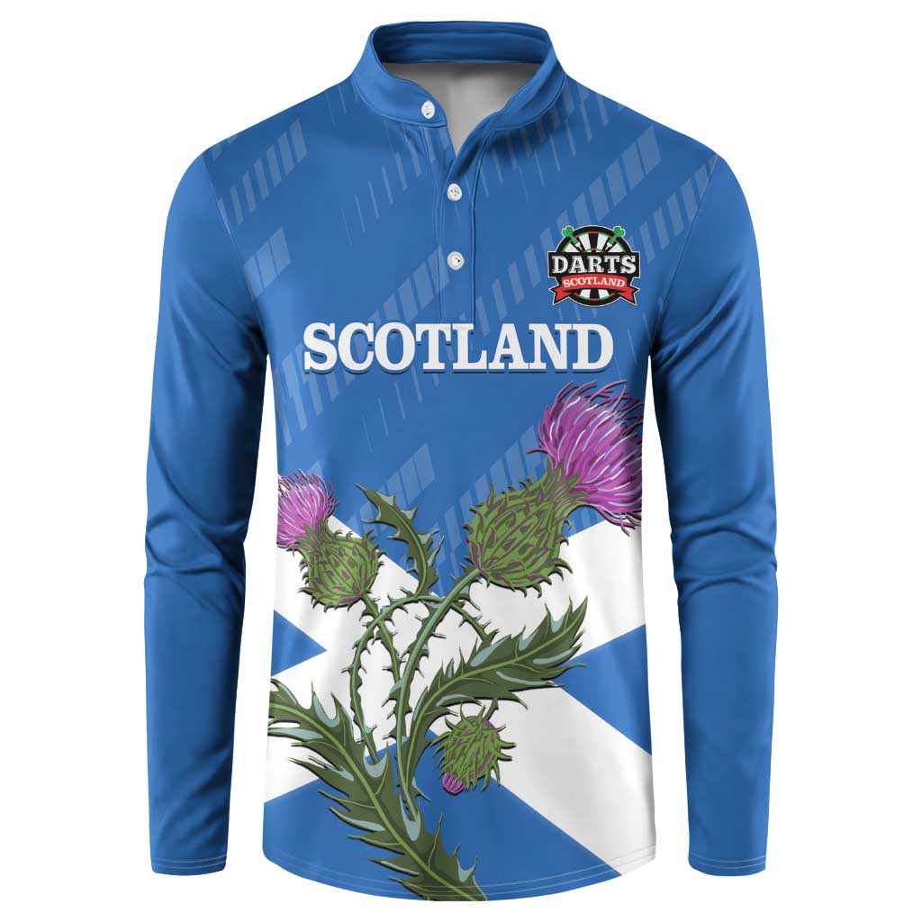 Personalised Scotland Darts Button Sweatshirt Scottish Thistle - Flag Style - Wonder Print Shop
