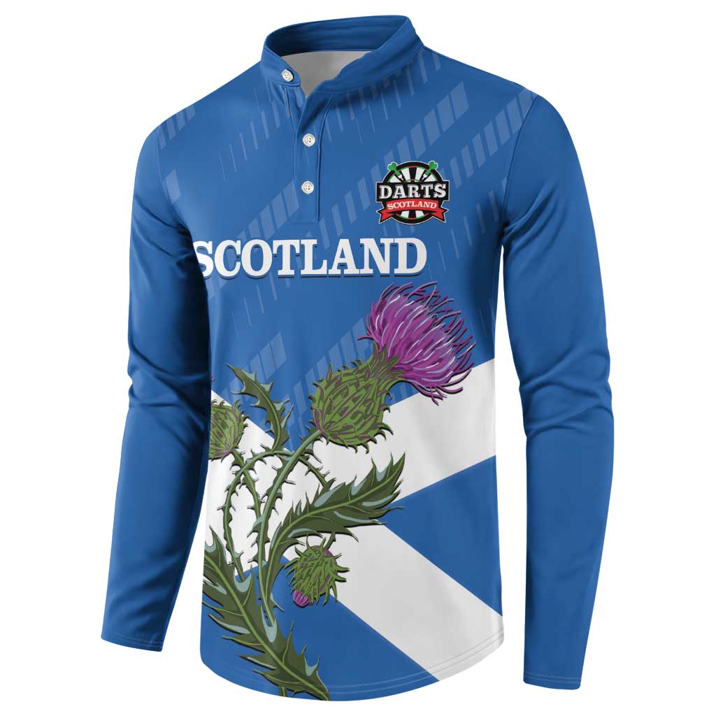 Personalised Scotland Darts Button Sweatshirt Scottish Thistle - Flag Style - Wonder Print Shop
