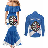 Personalised Scotland Darts Couples Matching Mermaid Dress and Long Sleeve Button Shirt Scottish Thistle - Flag Style